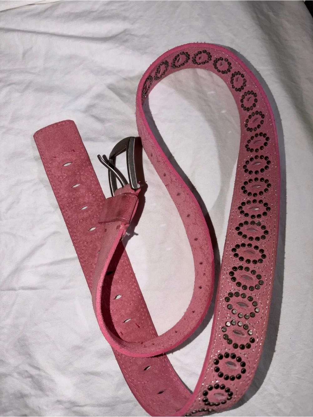 American Eagle Outfitters Pink Suede Studded Women's Belt large coastal cowgirl